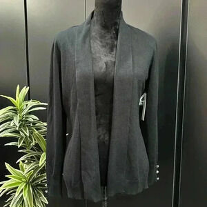 Madison + Hudson Knit,open front,mid length cardigan,silver button detail cuffs